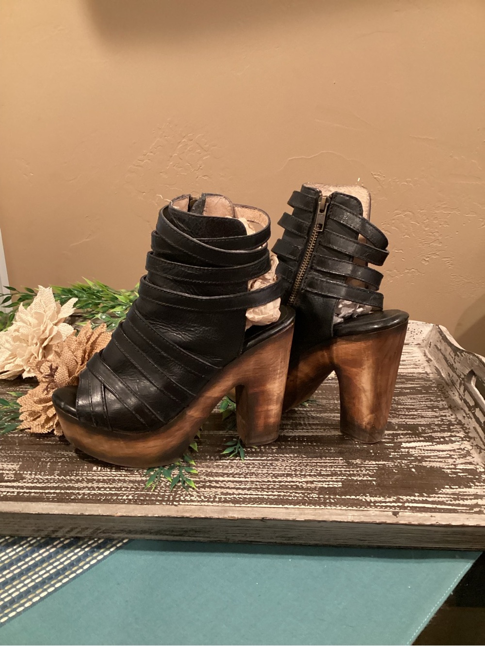 Freebird by Steven Black Strappy Peep-Toe Ankle Booties - Picture 2 of 6